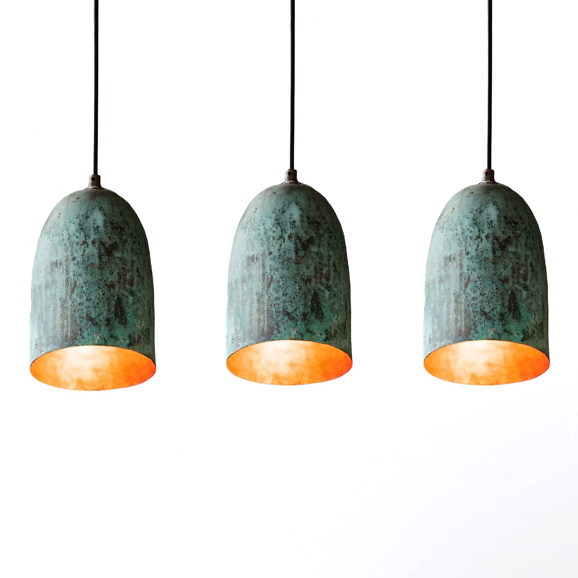 Set of 3 Pendant Light Fixtures, Copper Farmhouse Pendant Light