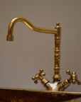 Solid Brass Kitchen Deck Mount Faucet, Single Hole Brass Bathroom Faucet
