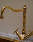 Solid Brass Kitchen Deck Mount Faucet, Single Hole Brass Bathroom Faucet
