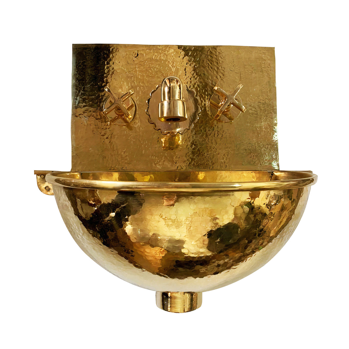 Solid brass wall mount sink with brass faucet