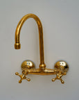 Solid Brass Wall Mount Kitchen Sink Faucet, Vintage Wall Mount Kitchen Sink Faucet