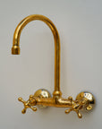 Solid Brass Wall Mount Kitchen Sink Faucet, Vintage Wall Mount Kitchen Sink Faucet