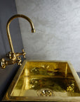 Solid Brass Wall Mount Kitchen Sink Faucet, Vintage Wall Mount Kitchen Sink Faucet