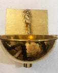 Solid Brass Wall Mounted Bathroom Sink With Brass faucet, Rounded Wall Hung Sink