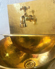 Solid Brass Wall Mounted Bathroom Sink With Brass faucet, Rounded Wall Hung Sink