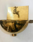 Solid Brass Wall Mounted Bathroom Sink With Brass faucet, Rounded Wall Hung Sink