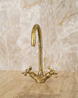 Solid brass Gooseneck faucet, Unlacquered Brass Bathroom Faucet