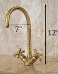 Solid brass Gooseneck faucet, Unlacquered Brass Bathroom Faucet