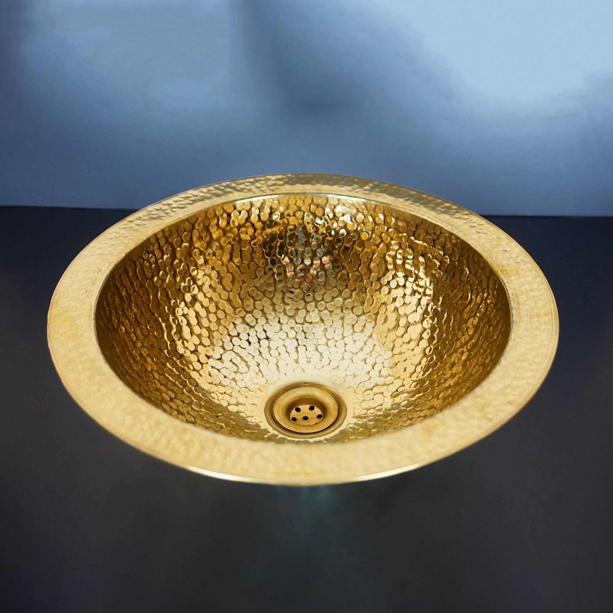 Unlacquered Brass Bathroom Sink. Handmade Solid Brass Bar Sink Drop In