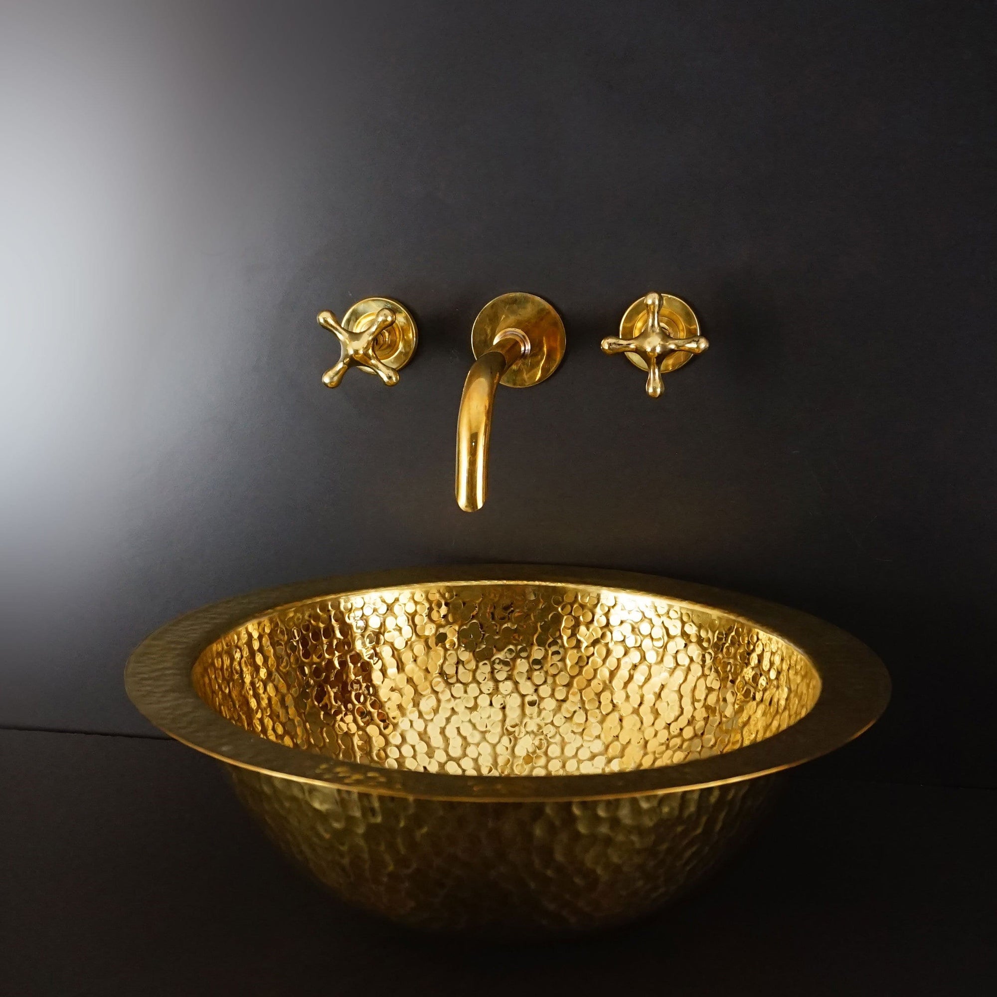 Unlacquered Brass Bathroom Sink. Handmade Solid Brass Bar Sink Drop In