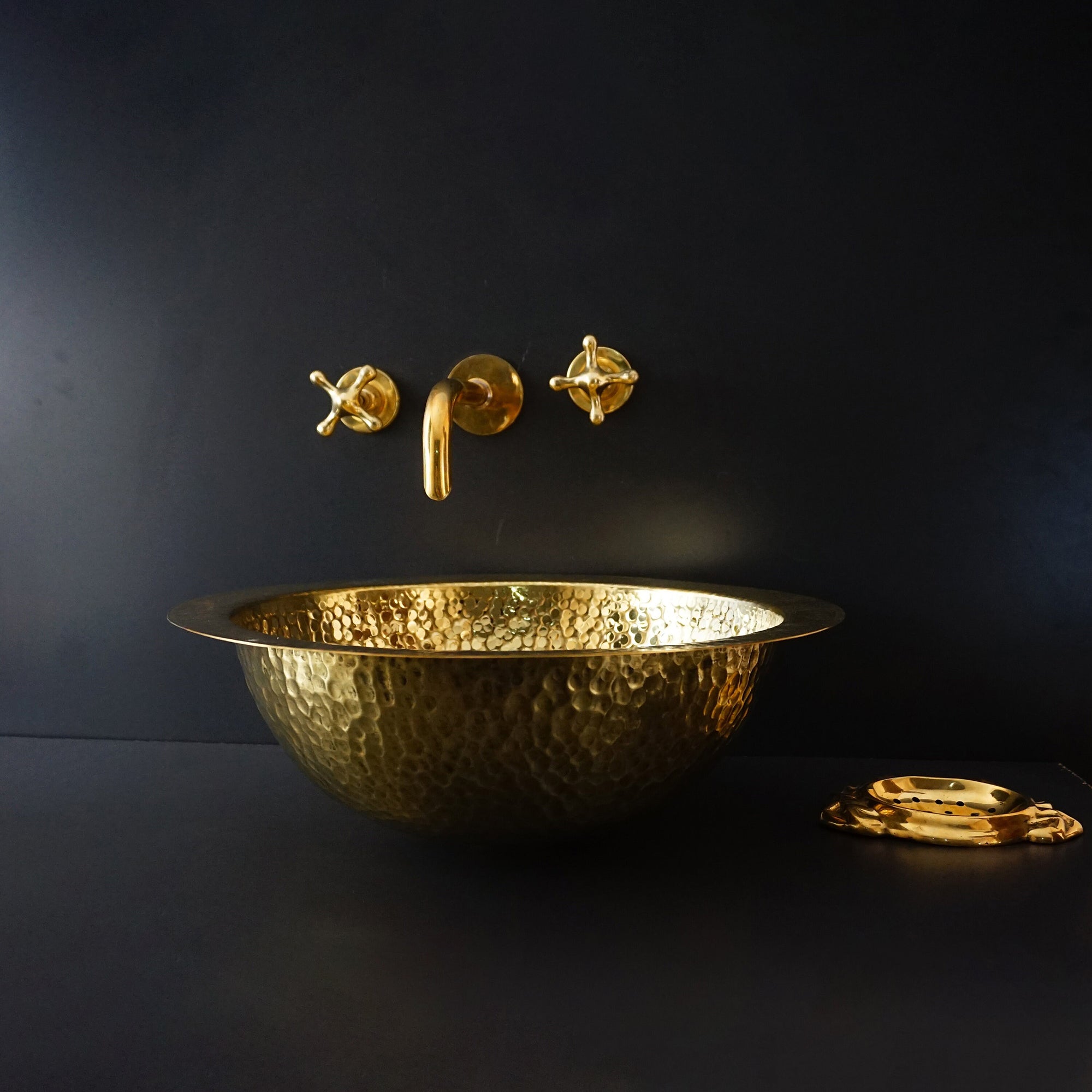 Unlacquered Brass Bathroom Sink. Handmade Solid Brass Bar Sink Drop In