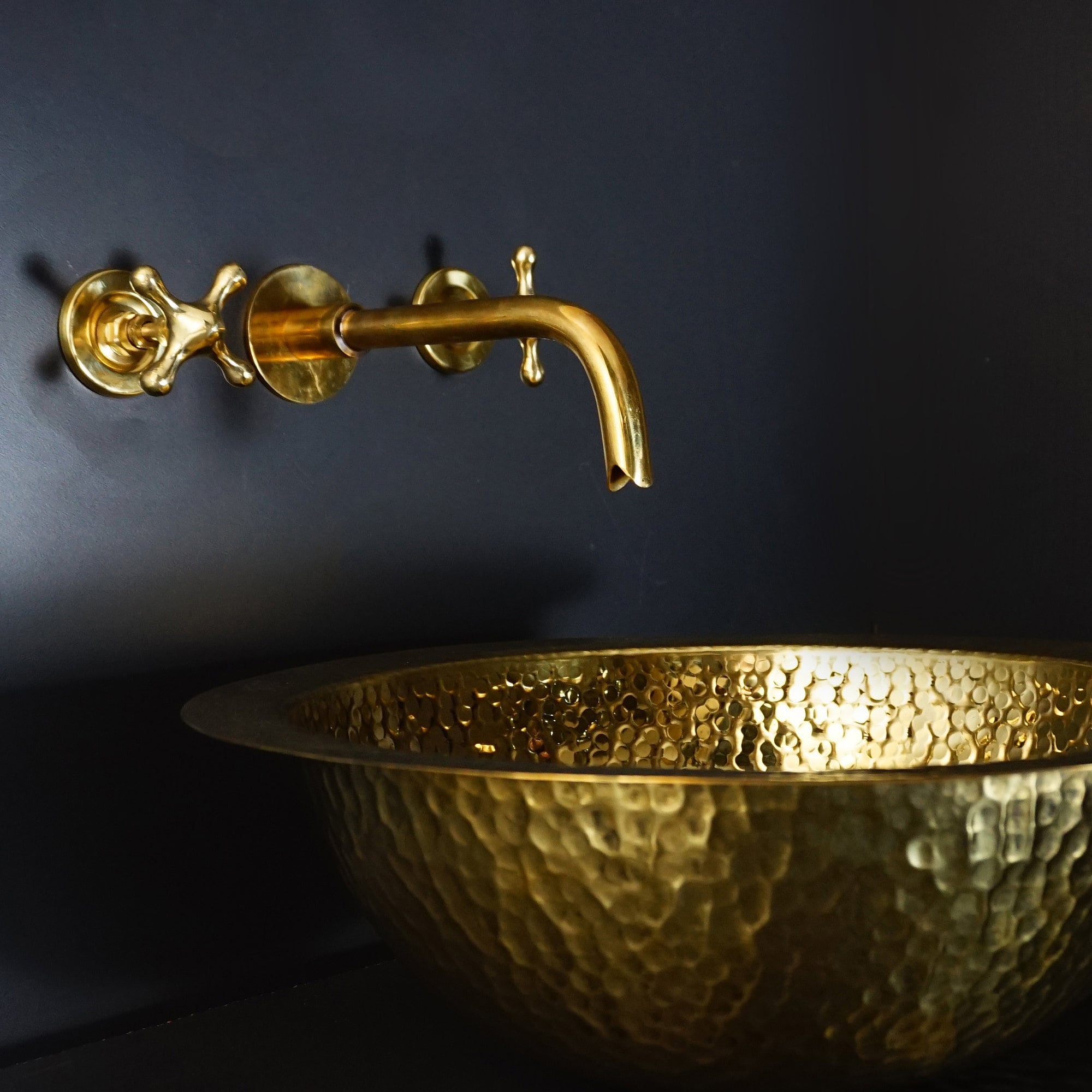 Unlacquered Brass Bathroom Sink. Handmade Solid Brass Bar Sink Drop In