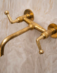 Unlacquered Brass Tub Filler Faucet, Solid brass Bathroom faucet, Customizable Spout Reach