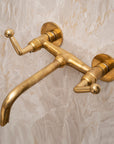 Unlacquered Brass Tub Filler Faucet, Solid brass Bathroom faucet, Customizable Spout Reach