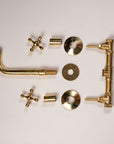 Unlacquered Brass Wall Mounted Bathroom Faucet, Solid Brass Bathroom Faucet With Cross Handle