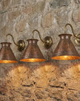 Vintage patina copper wall mounted lamp for rustic interiors