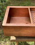 Double Wall Copper Farmhouse Kitchen sink With Drain Board