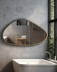asymmetrical Brass Bathroom Wall Mirror