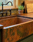 Copper Single Bowl Farmhouse Kitchen Sink With Drain Board