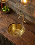 Hammered Unlacquered Brass Round Bar Sink, Round Solid Brass Sink including drain