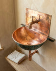Oxidized Copper Wall Mount Sink Bathroom