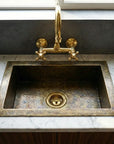 Antique Brass Undermount Single Kitchen Sink, Hammered Patina Brass Kitchen Sink
