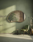 asymmetrical Wall Mirror - Organic Shaped Brass Bathroom Mirror