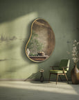 Organic Shaped Bathroom Brass Mirror