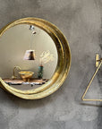 Round Brass Wall Mirror, Antique Brass Mirror Frame. Round Bathroom Mirror