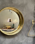 Round Brass Wall Mirror, Antique Brass Mirror Frame. Round Bathroom Mirror