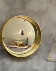 Round Brass Wall Mirror, Antique Brass Mirror Frame. Round Bathroom Mirror