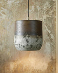 Oxidized Copper Drum Pendant – Handmade Textured Modern Ceiling Light
