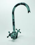 Gooseneck Bathroom Vanity Green Patina Brass Faucet