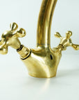Solid Brass Faucet Gooseneck Sink Bathroom