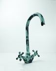 Vintage Brass Green Patina Bathroom Sink Faucet