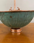 Wash Basin Bathroom Sink, Green Patina Round Copper Vessel Sink