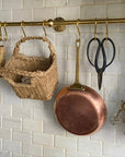 Unlacquered Brass Wall Mounted Pot Rack, Brass Kitchen Rail with Hooks