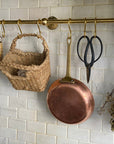 Unlacquered Brass Wall Mounted Pot Rack, Brass Kitchen Rail with Hooks