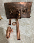 Copper Wall Mount Bathroom Sink 20" with Copper Faucet