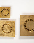 Unlacquered Solid Brass Floor Drain ,Antique Brass Square Shower Drain with Removable Cover