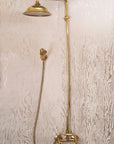 Unlacquered Brass Bathroom shower with Round Shower Head, Handheld Shower