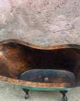 Copper Green Patina Soaking Tub, Copper Clawfoot Bathtub With Black Solid Brass Feet.