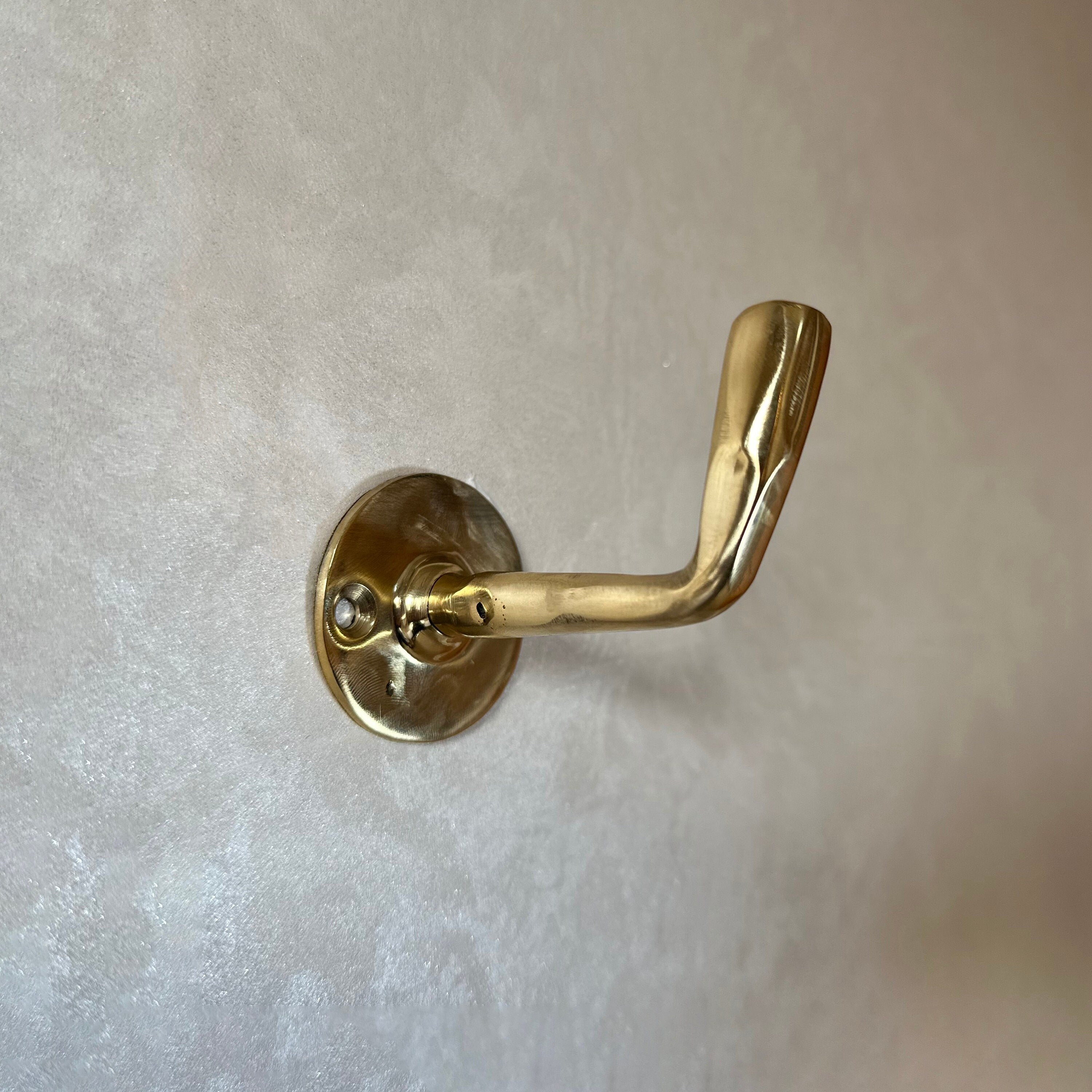 Set of 3 Unlacquered Brass Wall Hooks Handcrafted Coat Hanger Towel H CopperKesh