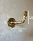 Set of 3 Unlacquered Brass Wall Hooks- Handcrafted Coat Hanger-Towel Hook for Bathrooms & Kitchens