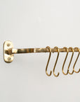 Unlacquered Solid Brass Pot Rail With Hooks , Vintage Pot Hangers for Kitchen