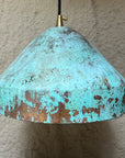 Oxidized Copper Pendant – Green Patina Island Light