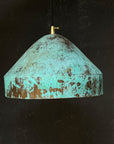 Oxidized Copper Pendant – Green Patina Island Light