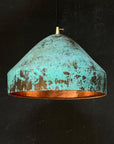 Oxidized Copper Pendant – Green Patina Island Light