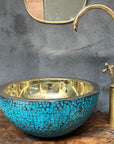 Blue Patina Brass Sink ,Brass Vessel Sink For Bathroom