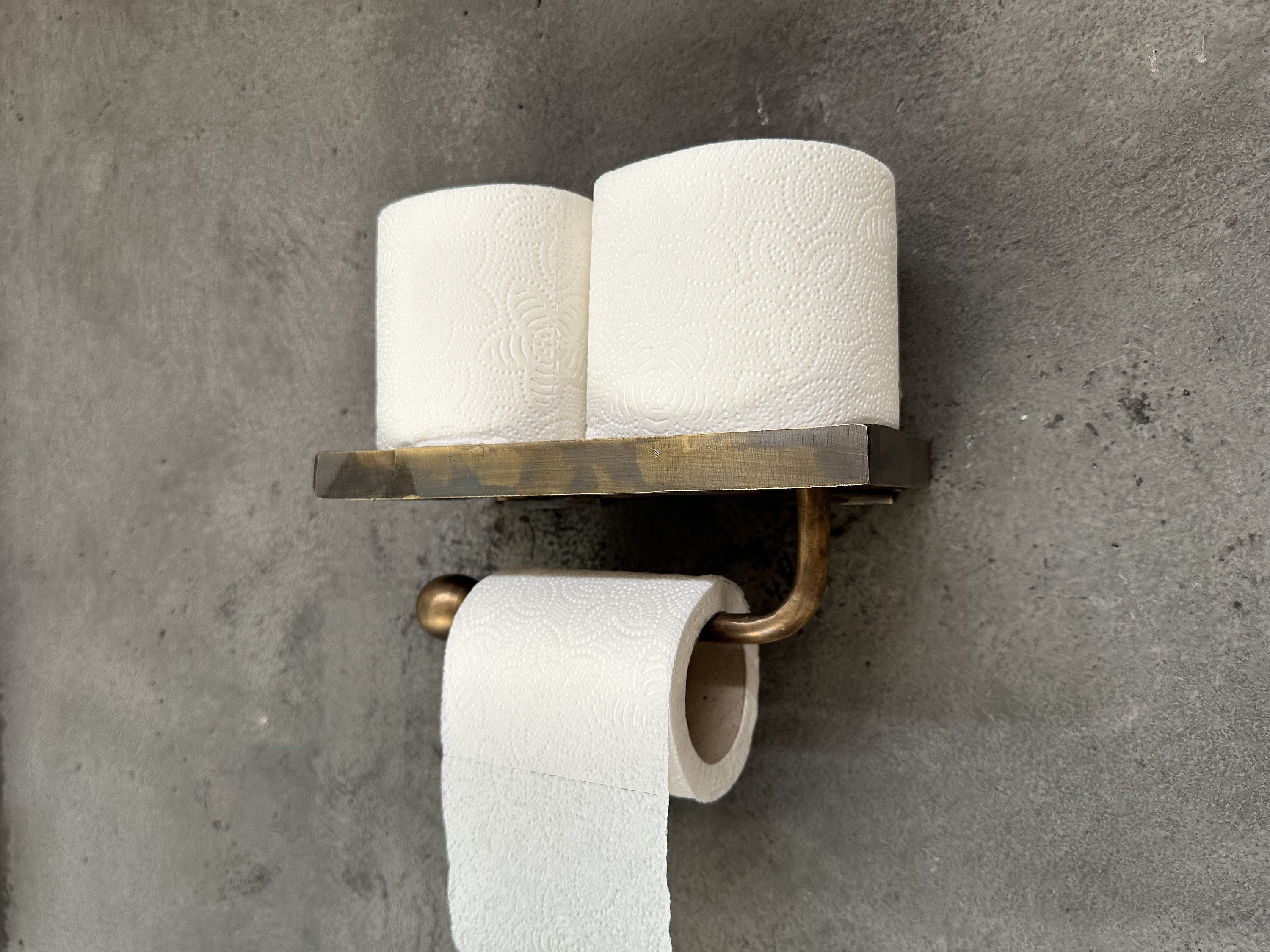 Antique Brass Toilet Roll Holder ,Phone Shelf Style